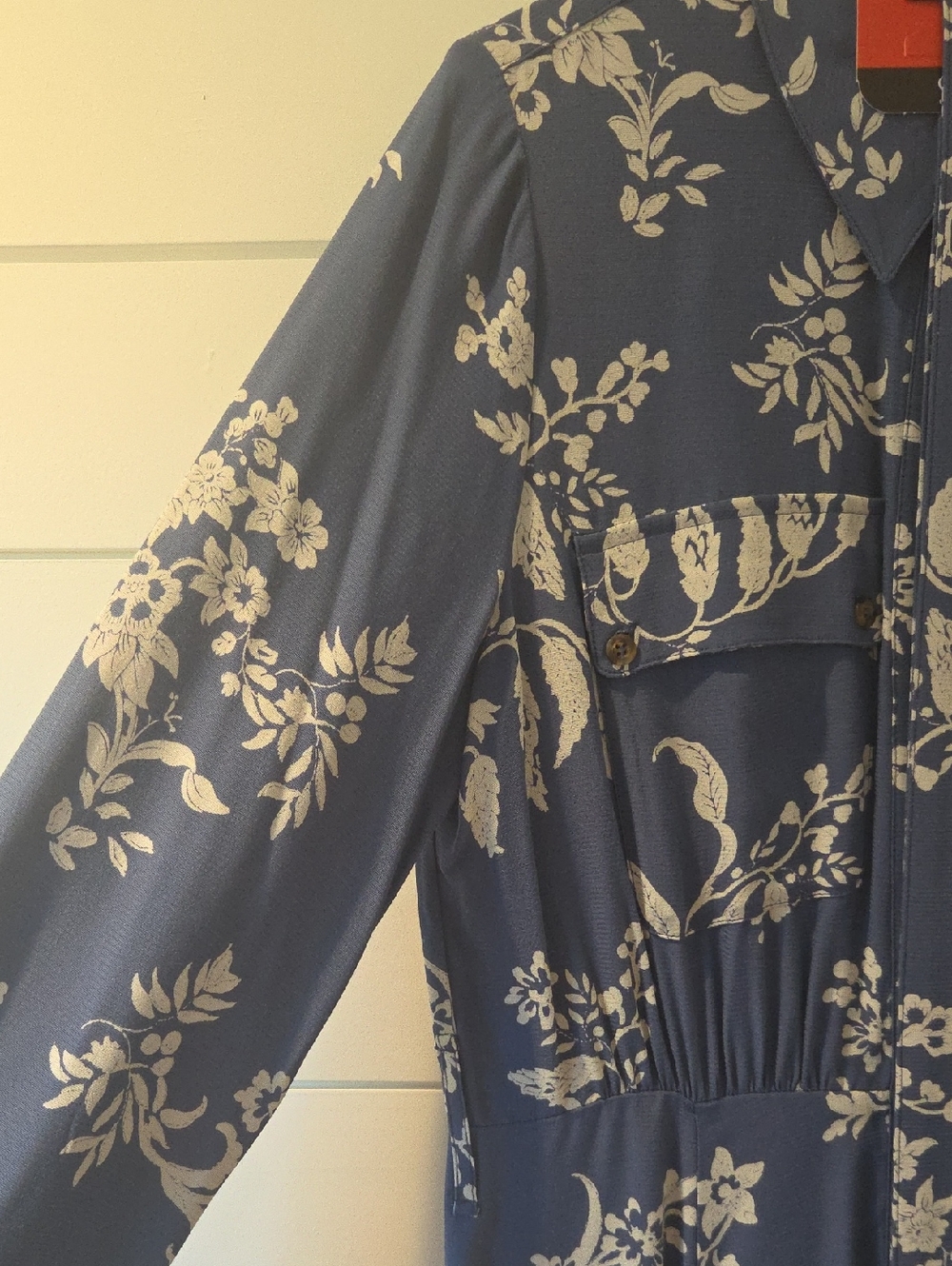 Sezane Lauretta Blue Floral Button-Front Midi Dress Size 38, US 6 - Picture 3 of 9